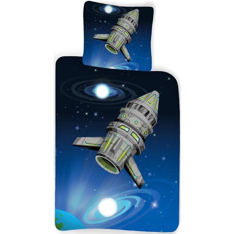 Junior sengetøj 100x140 cm - Rum sengetøj junior - Space - 100% bomulds sengesæt billede