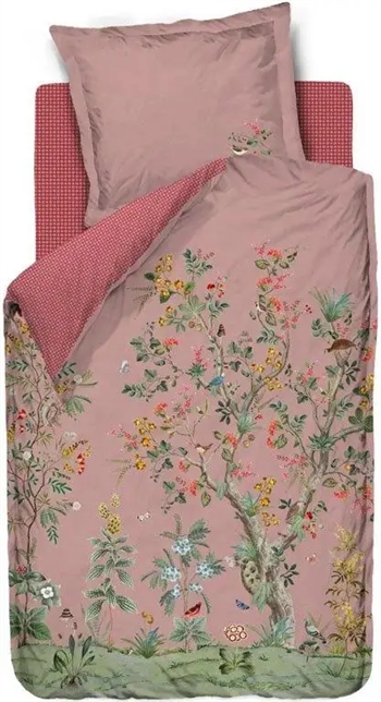 Billede af Sengetøj 140x200 cm - Wild and tree pink - Dynebetræk med 2 i 1 design - 100% bomulds sengesæt - Pip Studio