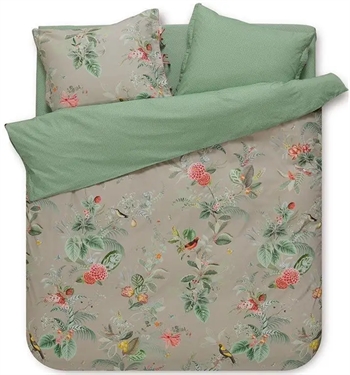 Billede af Pip Studio sengetøj - 140x220 cm - Floris Khaki - Vendbar dynebetræk - 100% bomulds sengesæt