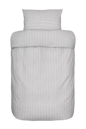 Billede af Sengetøj dobbeltdyne 200x220 cm - Simon gråt sengetøj - Stribet sengetøj - 100% bomuldsflonel - Høie