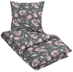 Dobbelt sengetøj 200x200 cm - Flower Lilac - Grå - 100% Bomuld