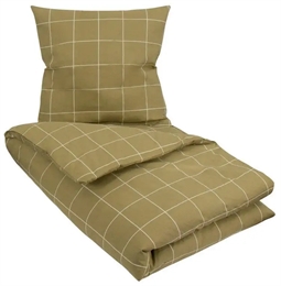 Dobbelt sengetøj 200x220 cm - Check Olive - Grøn - 100% Bomuld