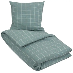 Bæk og bølge sengetøj - 140x200 cm - Ternet sengetøj - Dusty Green Check - Borg Living sengesæt
