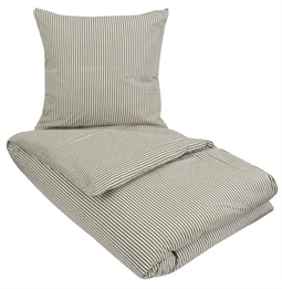Stribet sengetøj dobbeltdyne 200x200 cm - Ingeborg Green - Grønt sengetøj - 100% økologisk bomuld - Soft & Pure organic