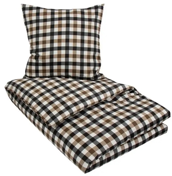 Billede af Sengetøj 200x200 cm - Check brown - Ternet sengetøj til dobbeltdyne - 100% Økologisk Bomuldssatin - By Night hos Shopdyner.dk