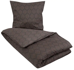 Dobbeltdyne sengetøj 200x200 cm - Leaves Grey - Gråt sengetøj - 100% Økologisk Bomuldssatin - By Night