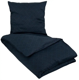 Dobbeltdyne Sengetøj 200x200 cm - Square Blue - Mørke blåt sengetøj - 100% Økologisk Bomuldssatin - By Night
