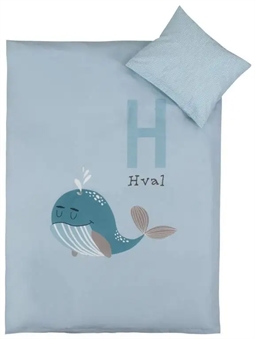 Baby sengetøj 70x100 cm - Blå Hval - 2 i 1 design - 100% Bomuld - By Night sengesæt