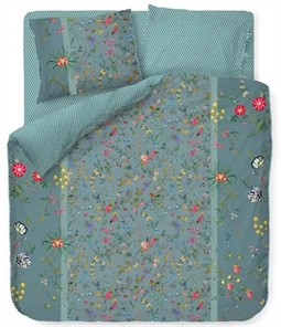 Blomstret sengetøj dobbeltdyne 200x200cm - Petites Fleurs - Blåt sengetøj - 2 i 1 design - 100% bomuld - Pip Studio