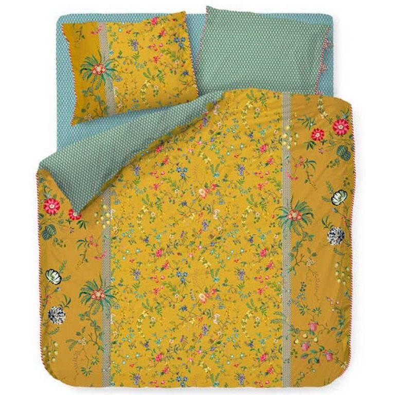 Pip Studio sengetøj - Petites Fleurs yellow - Blomstret sengetøj - Vendbar dynebetræk i 100% bomuld