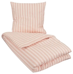 King size sengetøj 240x220 cm - Stripes rose - Stribet sengetøj til dobbeltdyner - 100% Bomuld - Borg Living