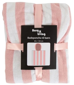 Badeponcho - Børnehåndklæde - Stribet lyserød - 60x120 cm - 100% Bomuld