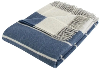 Billede af Uldplaid - 100% New Zealandsk uld - Toscana chek blå - 130x200 cm - By Borg hos Shopdyner.dk