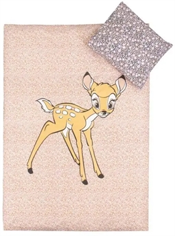 Baby sengetøj 70x100 cm - Bambi og blomster - 2 i 1 design - 100% bomuld 