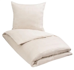 Sandfarvet sengetøj 140x200 cm - Check sand - Sengelinned i 100% Bomuldssatin - By Night sengesæt