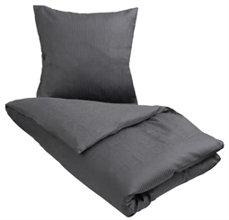 Stribet sengetøj dobbeltdyne 200x200 cm - Gråt sengetøj - Jacquardvævet sengesæt - 100% Egyptisk bomuld