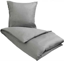 Stribet sengetøj dobbeltdyne 200x200 cm - Gråt sengetøj - Jacquardvævet sengesæt - 100% Egyptisk bomuld