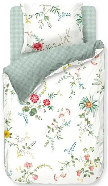 Billede af Pip studio sengetøj - 140x200 cm - Fleur Grandeur white - Blomstret sengetøj - Dobbeltsidet sengesæt - 100% bomuld