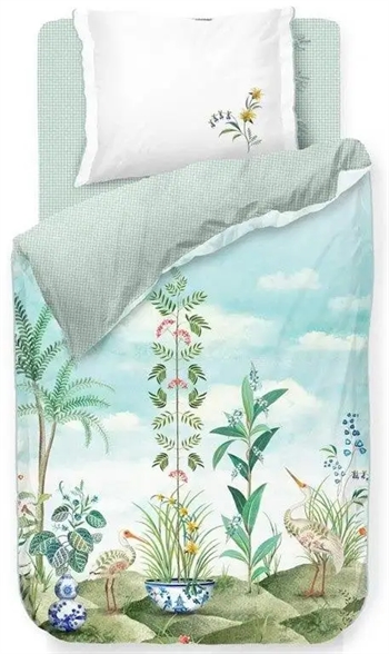 Billede af Blomstret sengetøj - 140x200 cm - Jolie white - Sengesæt med 2 i 1 design - 100% bomuld - Pip Studio sengetøj hos Shopdyner.dk