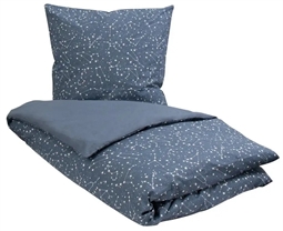 Sengetøj 140x200 cm - Zodiac blå - Stjernebillede - Dynebetræk i 100% Bomuld - Borg Living sengesæt