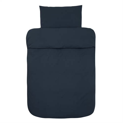 Vævet krepp sengetøj 140x220 cm - Mørkeblåt sengesæt i 100% blød bomuld - Bæk og bølge sengelinned - Ara - Høie Of Scandinavia 
