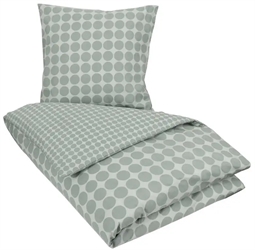 Støvet grønt sengetøj dobbeltdyne - 200x200 cm - Circle green  Mønstret sengesæt -  100% Bomuld - Borg Living
