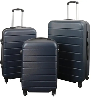 Billede af Kuffertsæt - 3 Stk. - Eksklusivt hardcase billig kufferter - Mørkeblåt med striber hos Shopdyner.dk