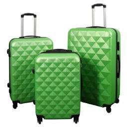 Kuffertsæt - 3 stk. - Diamant grøn - Hardcase letvægts kufferter