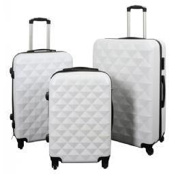 Kuffertsæt - 3 stk. - Diamant hvid - Hardcase letvægts kufferter