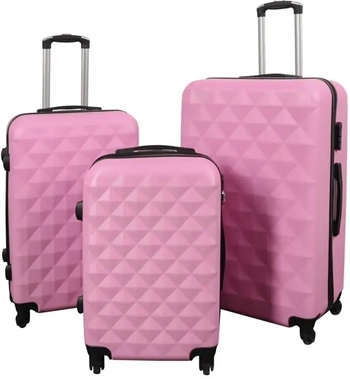 Kufferter - sæt med 3 stk. - Eksklusivt hardcase kuffertsæt tilbud - Diamant lyserød