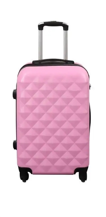Billede af Kabinekuffert - Hardcase letvægt kuffert med 4 hjul - Diamant lyserød