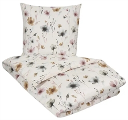 Sengetøj dobbeltdyne 200x200 cm - Flower white  - Hvidt sengetøj - Blomstret sengetøj - 100% Bomuldssatin - By Night