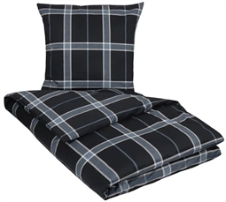 Ternet sengetøj - 140x200 cm - Big check blue - Sengetøj i 100% Bomuldssatin - By Night sengesæt