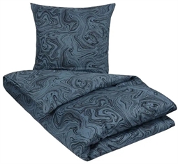 Dobbeltdyne sengetøj 200x200 cm - Marble dark blue - Blåt sengetøj - Mønstret sengetøj - 100% Bomuldssatin - By Night
