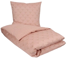 Sengetøj 140x200 cm - Fan peach - 100% Bomuldssatin sengetøj - Vendbart sengetøj - By Night sengesæt