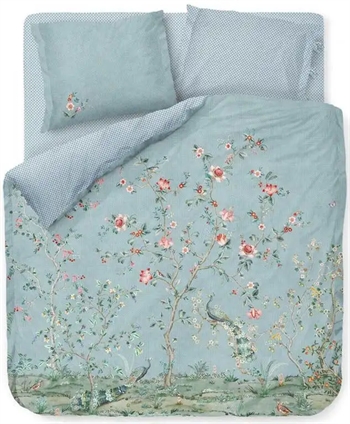 Billede af Dobbeltdyne sengetøj 200x200 cm - Okinawa blue - Blomstret sengetøj - 2 i 1 design - 100% bomuld - Pip Studio
