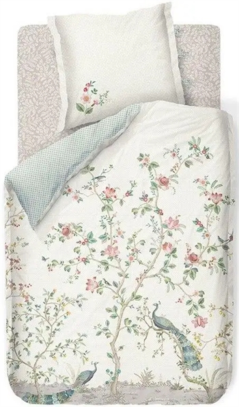 Billede af Pip studio sengetøj - 140x220 cm - Okinawa white - Blomstret sengetøj - Dobbeltsidet sengesæt - 100% bomuld