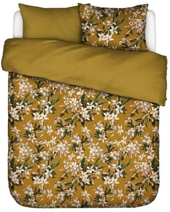 Billede af Dobbeltdyne sengetøj 200x200 cm - Verano ochre - Vendbar dobbeltdyne betræk - 100% bomuldssatin - Essenza sengetøj