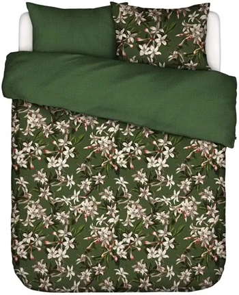 Billede af Dobbeltdyne sengetøj 200x200 cm - Verano green - Vendbar dobbeltdyne betræk - 100% bomuldssatin - Essenza sengetøj