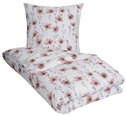 Flonel sengetøj 240x220 cm - Flower Rose - King size sengesæt - 100% Bomuldsflonel  - By Night dobbelt dynebetræk