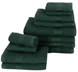 Håndklædepakke - 12 stk. - Mørkegrøn - 100% Bomuld - Borg Living