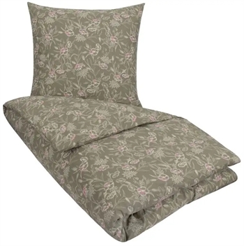 Billede af Blomstret sengetøj - 140x200 cm - Juliane Grøn - Sengesæt i 100% Bomuld - Nordstrand Home sengelinned hos Shopdyner.dk
