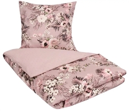 Blomstret sengetøj - 140x200 cm - Flowers & Dots - Lavendel - Vendbar dynebetræk - By Night sengelinned