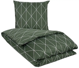 Dobbelt sengetøj 200x220 cm - Graphic harlekin - Grøn - 100% Bomuldssatin 