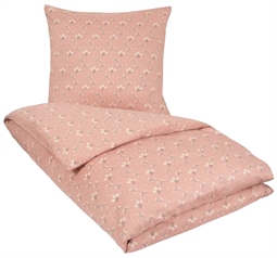 Blomstret sengetøj - 140x220 cm - Summer rosa - 100% Bomuldssatin sengetøj - By Night