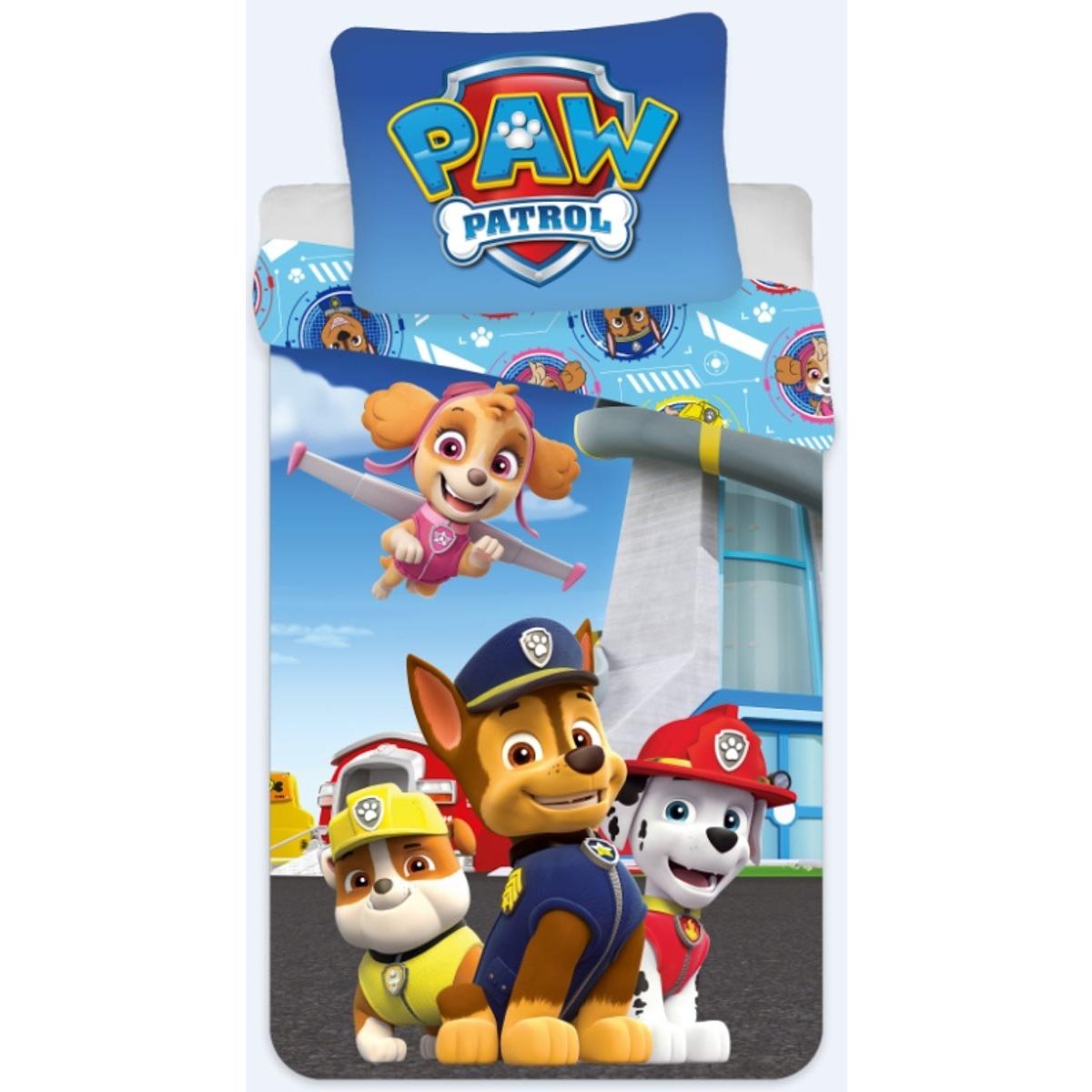 Paw Patrol sengetøj - Junior 100x140 cm - 2 i 1 design - 100% bomulds sengesæt billede