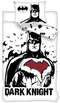  Batman sengetøj - 140x200 cm - Dark knight sengesæt - 2 i 1 design - Sengelinned i 100% bomuld