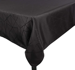 Borddug - 140x220 cm - Jacquard dug med geometrisk mønster i sort - Eksklusiv festdug