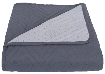 Sengetæppe - 220X240 cm - Vendbart Mørkegrå og lysegrå - Tæppe til trekvart seng