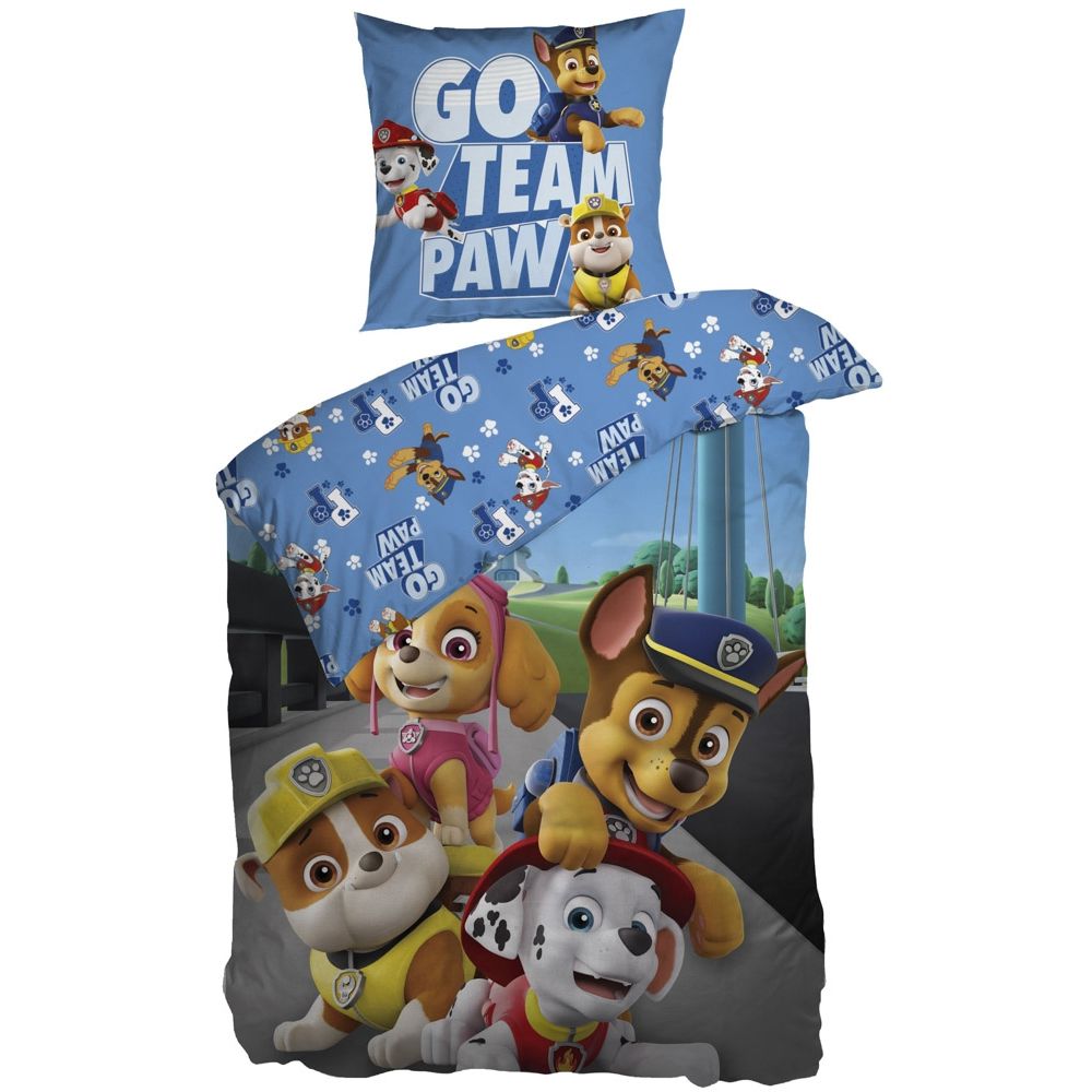 Økologisk Paw Patrol sengetøj 140x200 cm - Børnesengetøj - Sengesæt i 100% økologisk bomuld billede